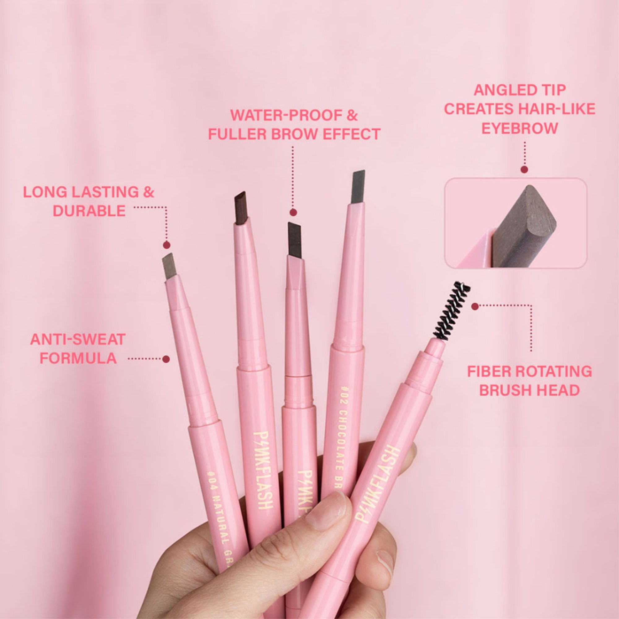 PINKFLASH Waterproof Auto Eyebrow Pencil - 03 Gray Brown