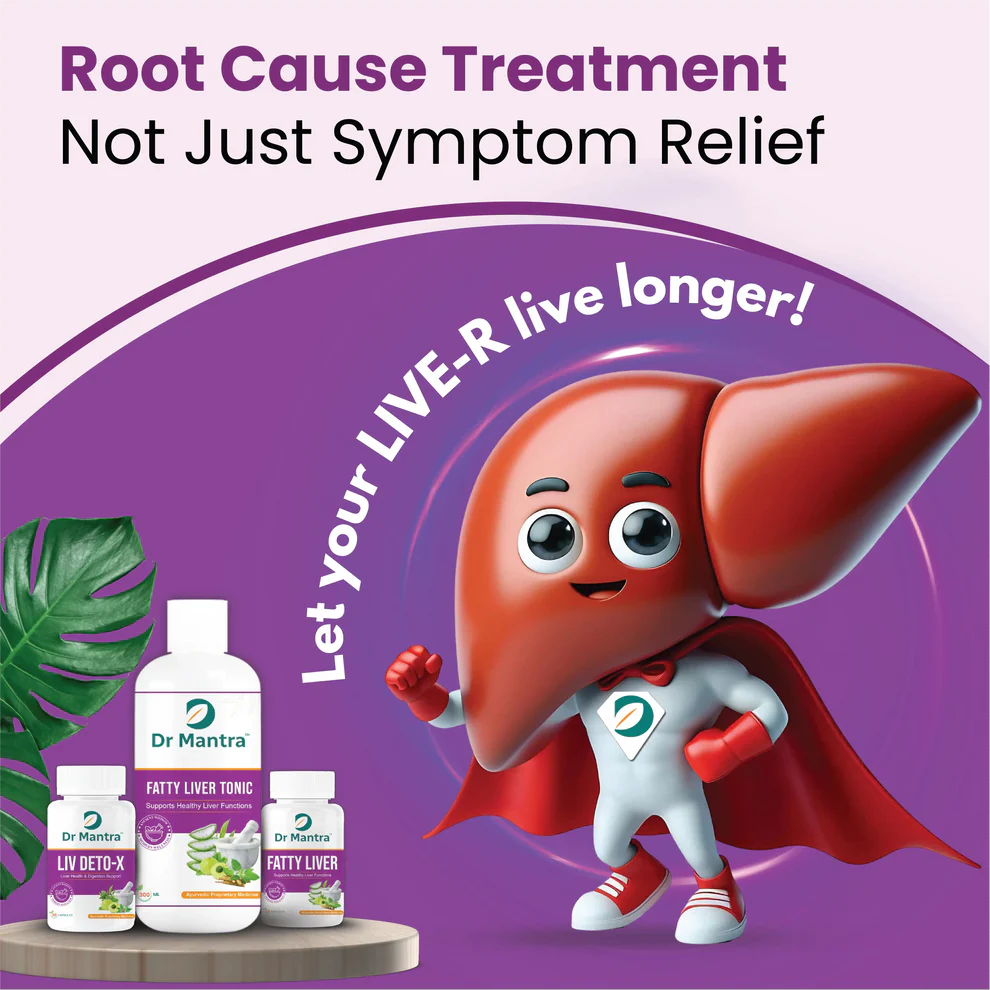 Dr Mantra Fatty Liver Combo - 300ml Fatty LiverTonic + 30 Fatty Liver Capsules + 30 Liver Detox Capsules