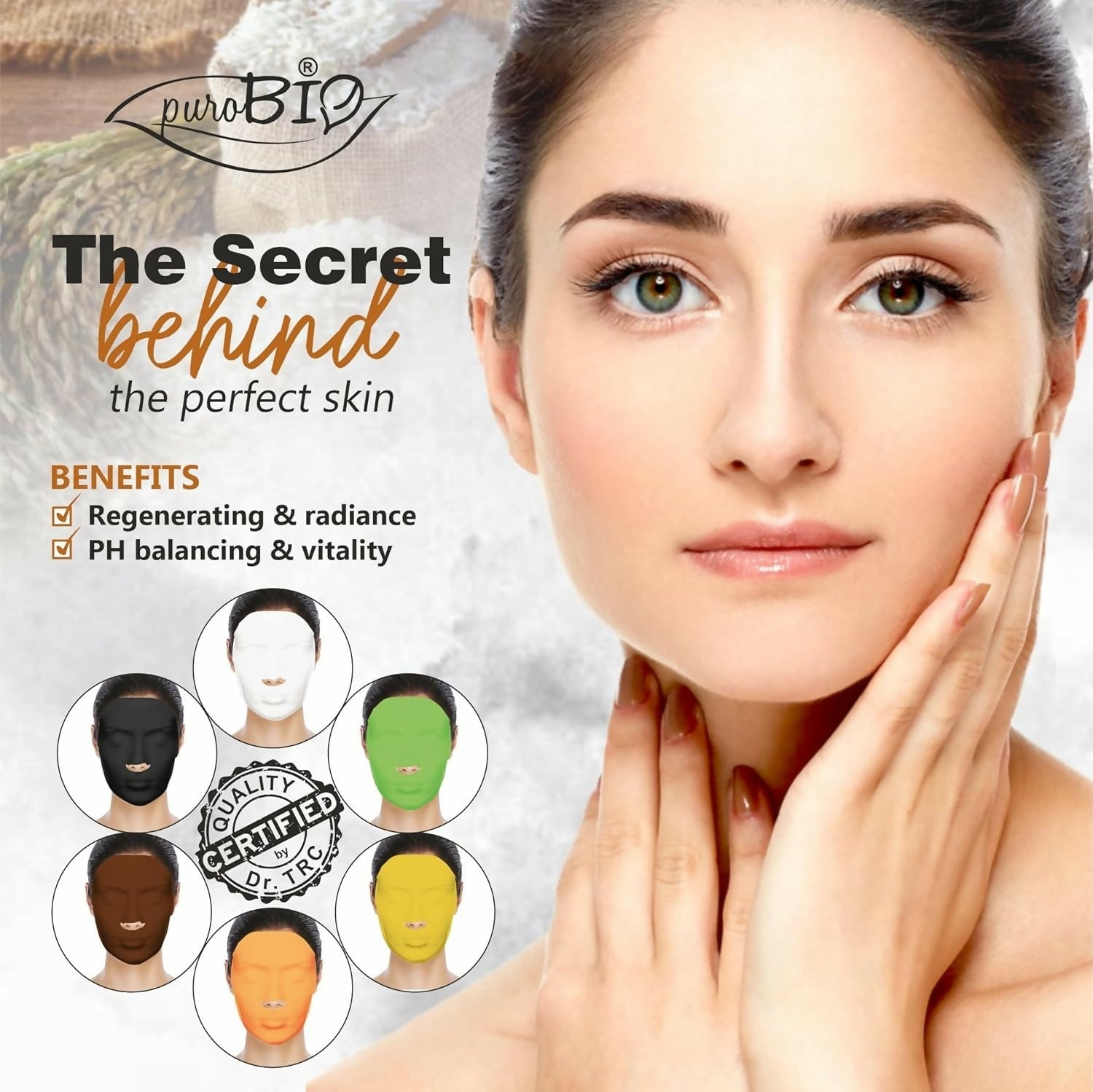 Purobio Algae Peel off Face Mask Whitening Rice Facial Mask