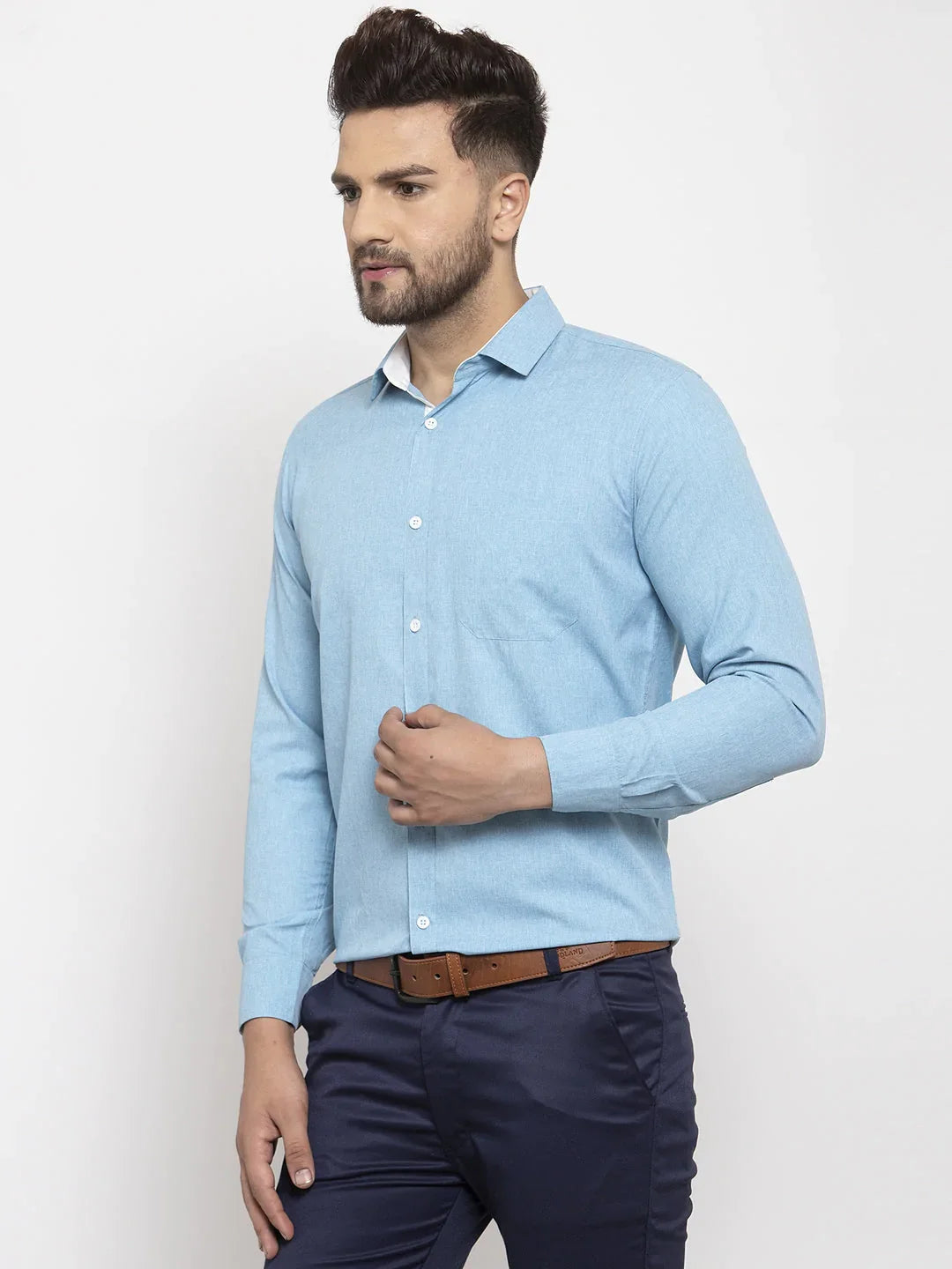 Jainish Pista Green Formal Shirt with white detailing ( SF 419Pista )