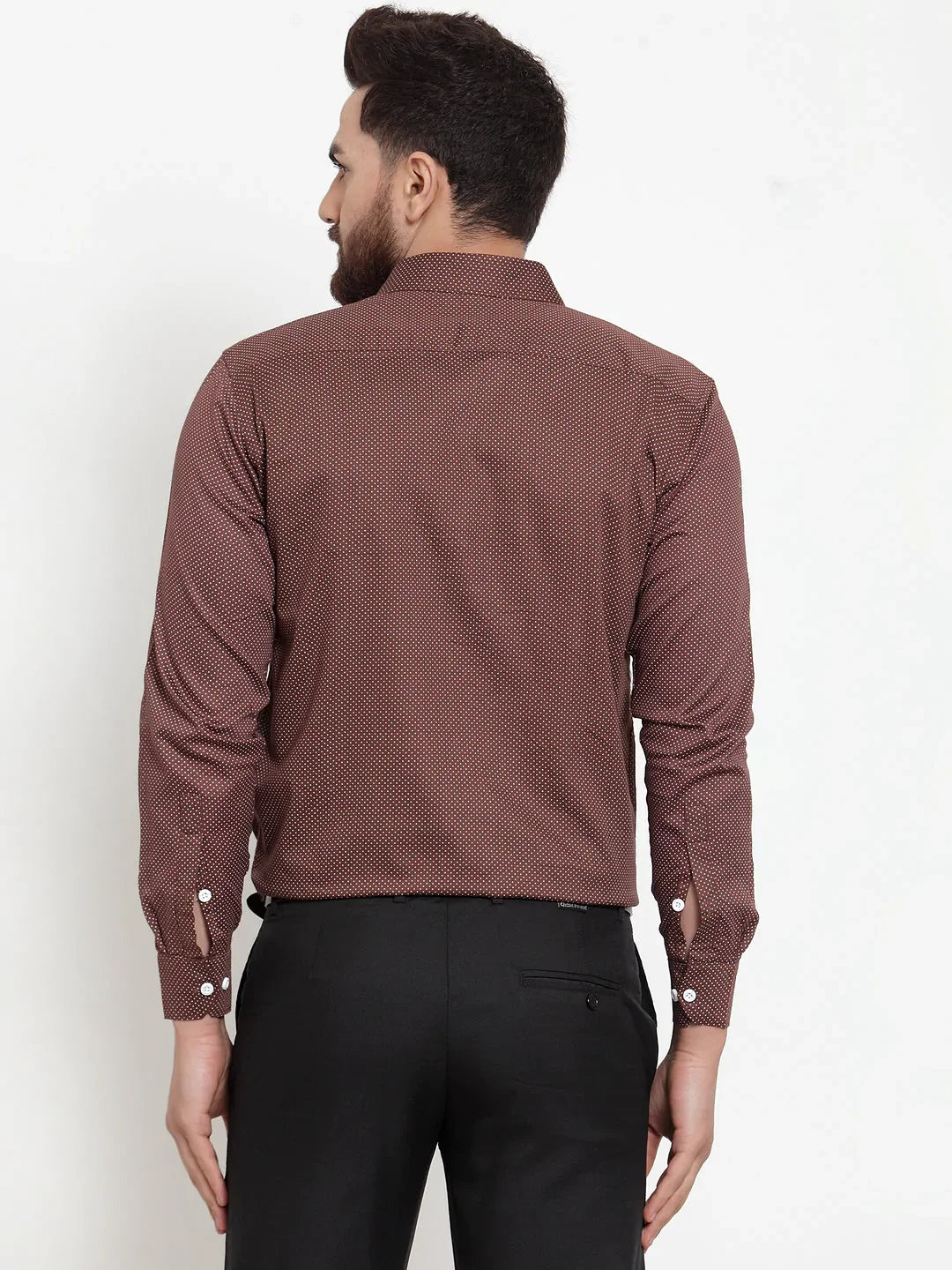 Jainish Brown Men's Cotton Polka Dots Formal Shirts ( SF 736Coffee )