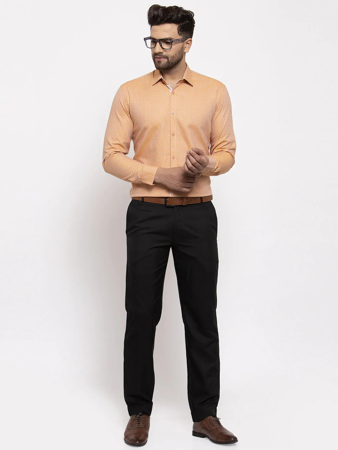 Jainish Brown Men's Cotton Printed Formal Shirt's ( SF 774Rust )