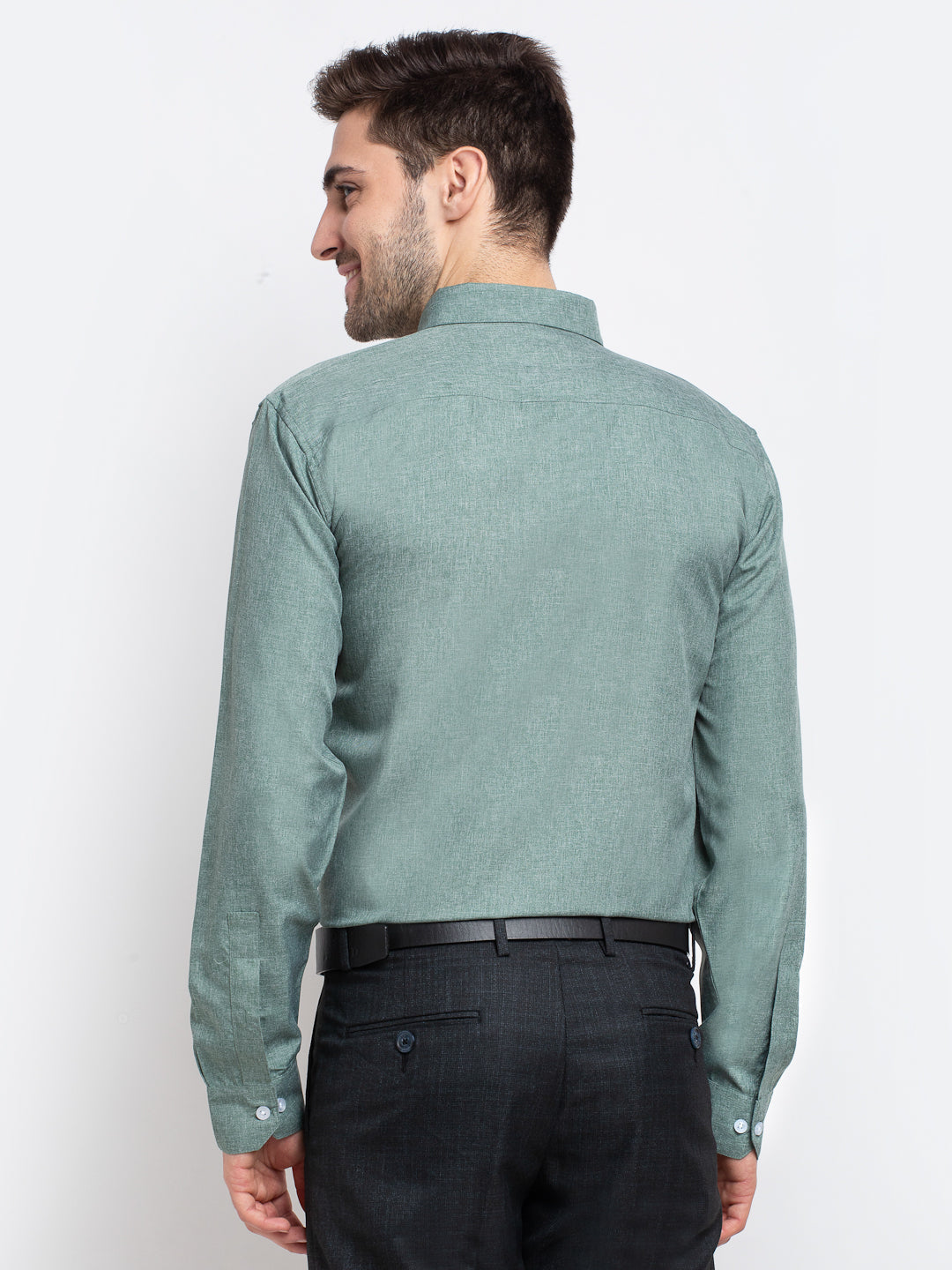 Indian Needle Green Men's Button Down Collar Cotton Formal Shirt