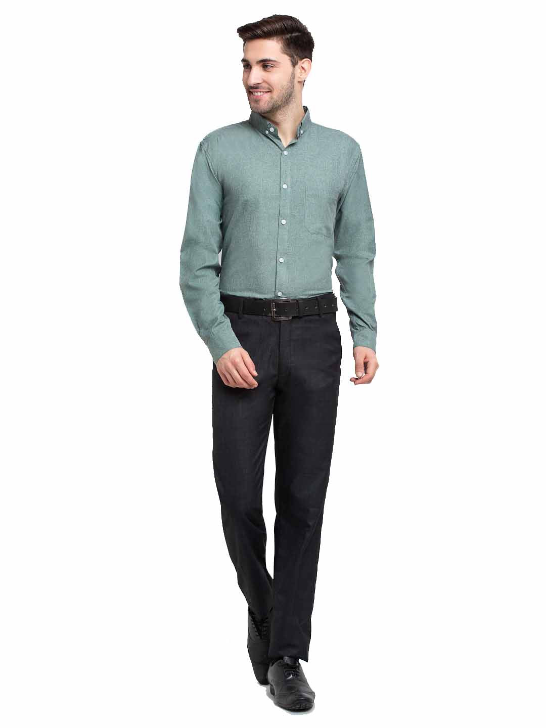 Indian Needle Green Men's Button Down Collar Cotton Formal Shirt