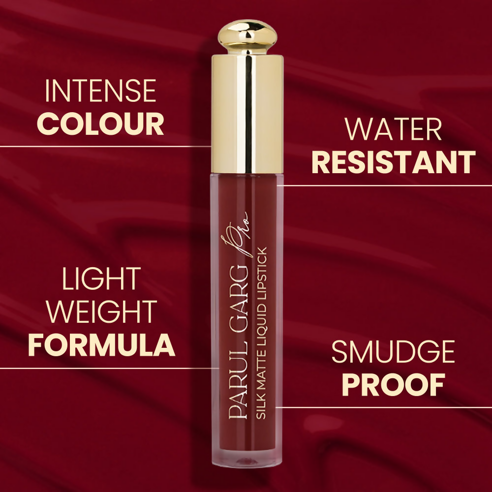 Parul Garg Beauty Silk Matte Liquid Lipstick, Long Lasting & Transfer-Proof - Primrose, Deep Maroon