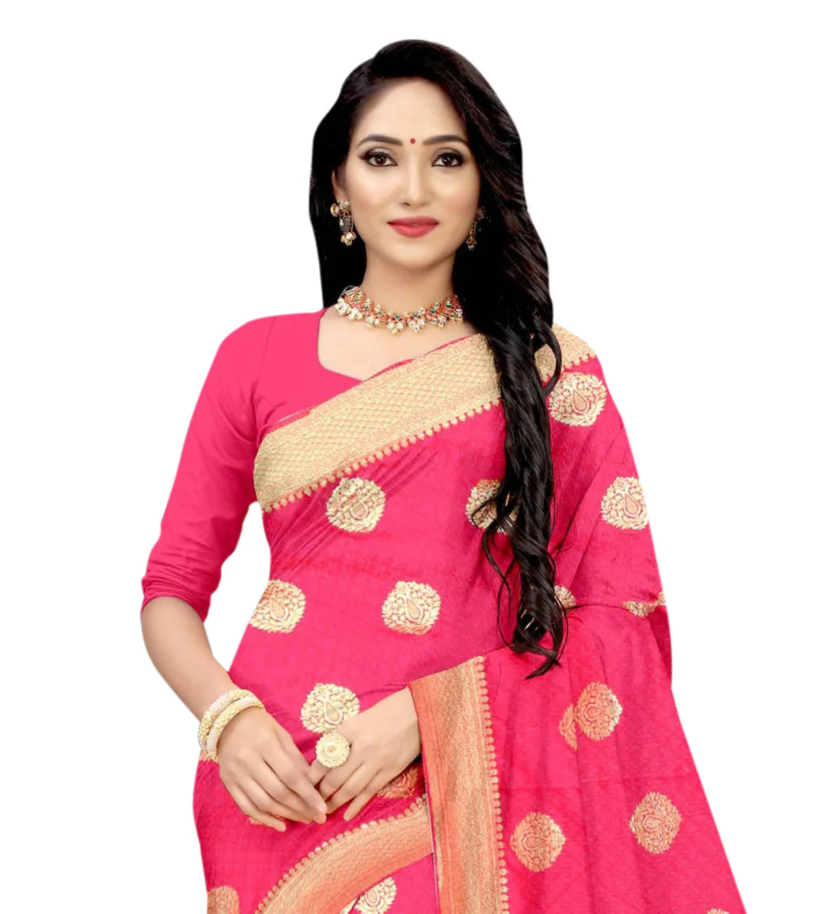 Vamika Pink Weaving Banarasi Jacquard Saree