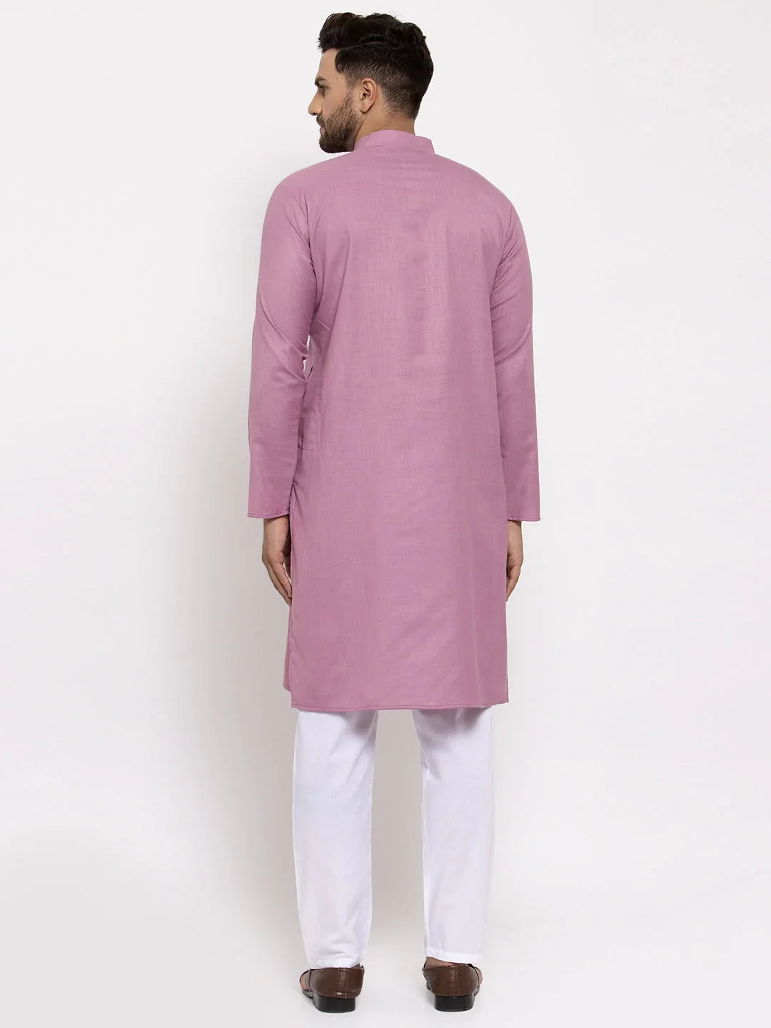 Men Magenta Pink & White Solid Kurta with Churidar ( JOKP 532 Magenta )