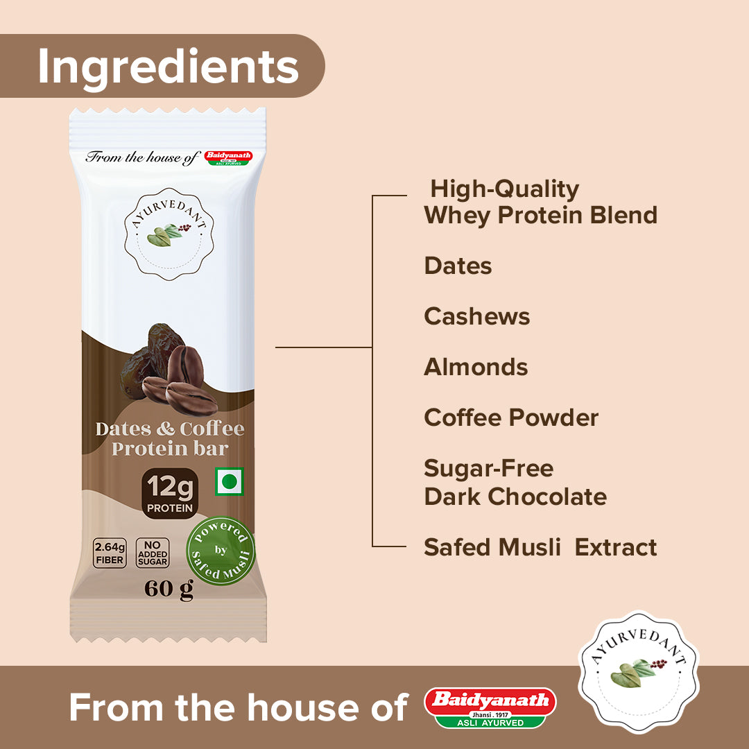 Ayurvedant Dates & Coffee Protein Bars Pack of 6 - Image 2