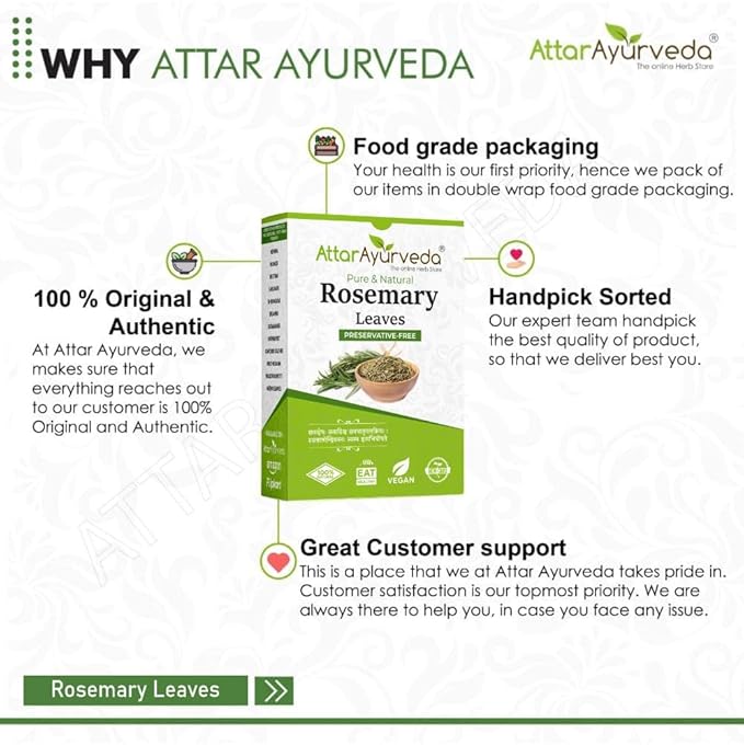 Attar Ayurveda Natural Rosemary leaves for Hair growth 100 grams