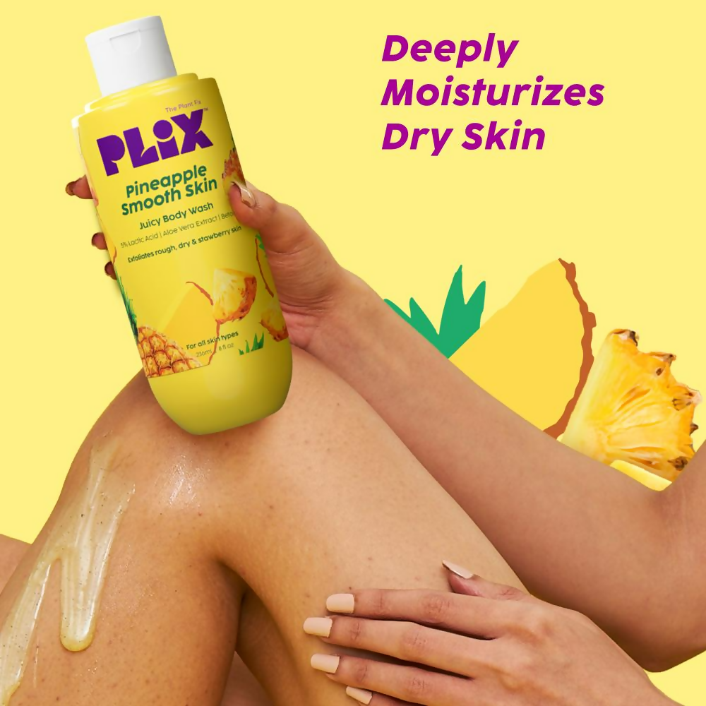 PLIX The Plant Fix Pineapple 5% Lactic Acid Body Wash Exfoliates Dry, Rough & Strawberry Skin