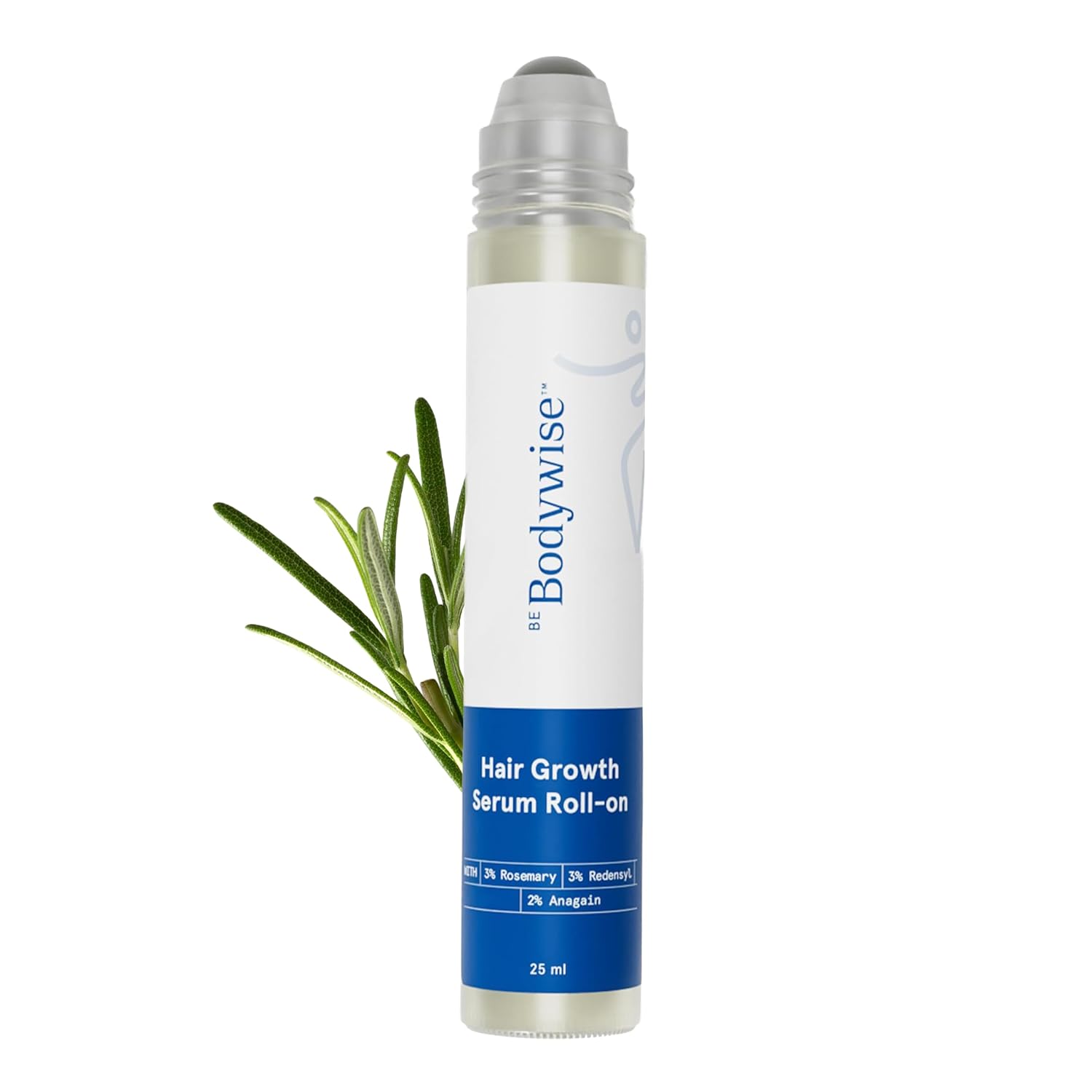 Roll-on bottle with green plant on a white background