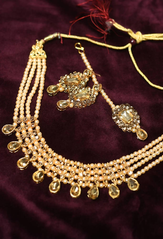 WOMENS SILVER PLEATED NACKLACE SET WITH MIRROR DESIGN THZ096