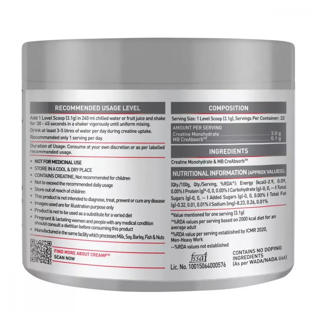 MuscleBlaze Creatine Monohydrate Creamp Unflavored