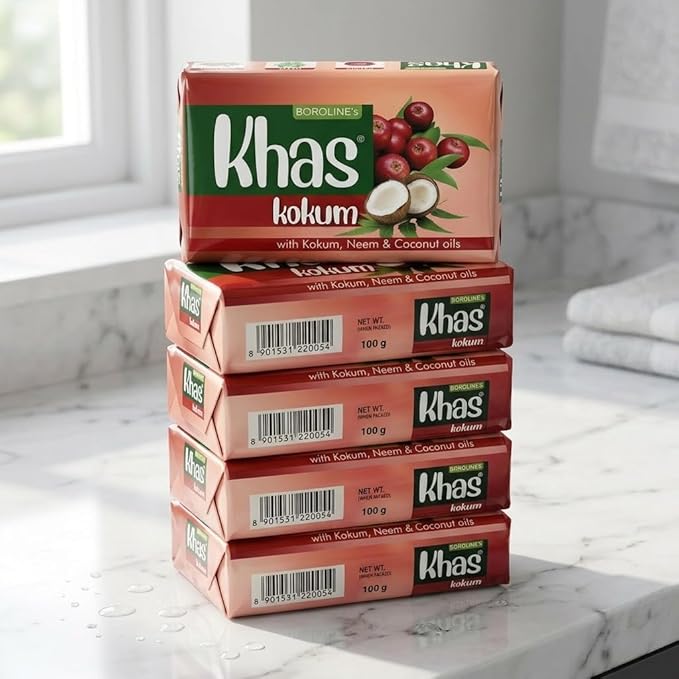 Boroline's Khas Kokum Soap With Deep Cleansing & Moisturizing (Pack of 5)