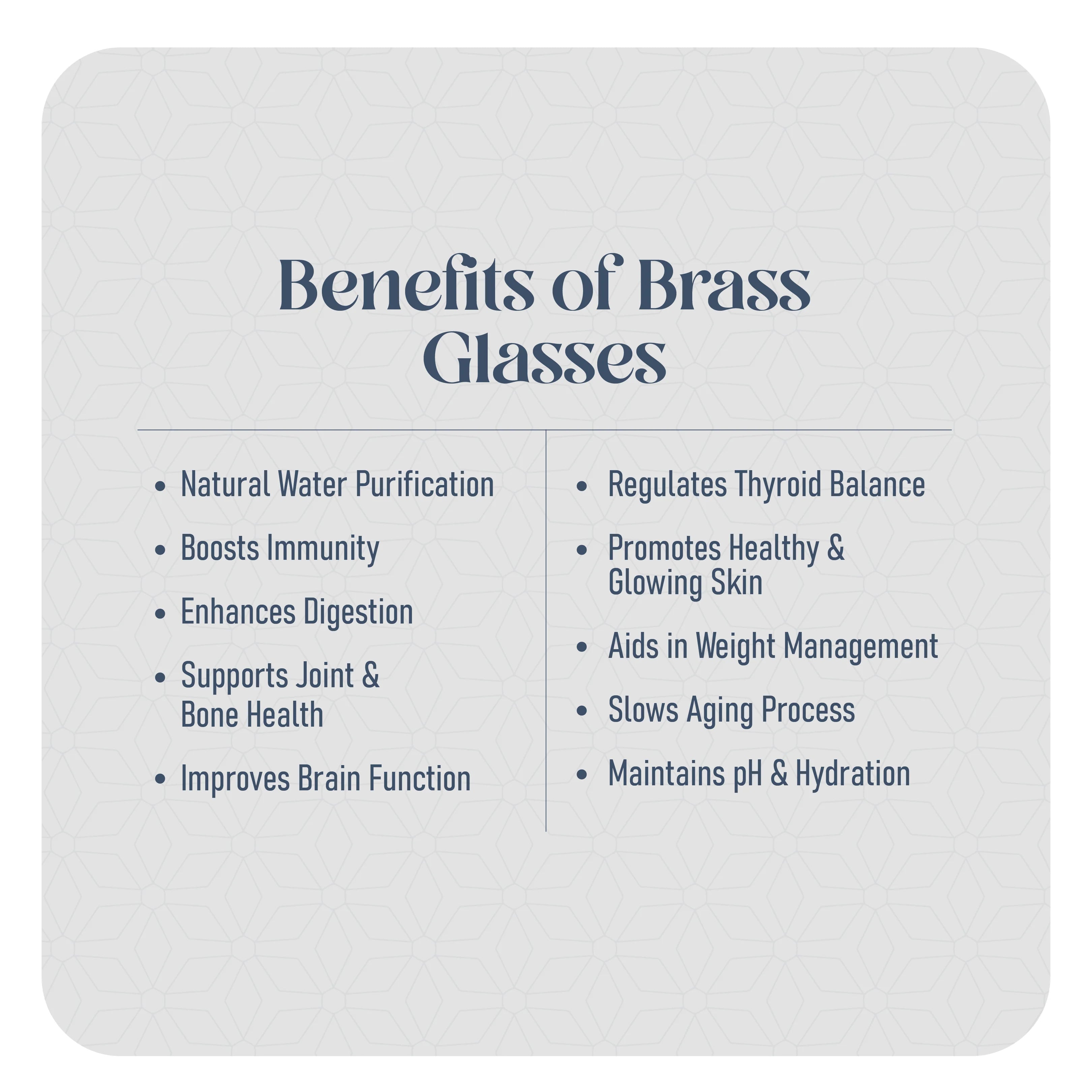 Health Smith Pure Brass Waterfall Glass with Matte Finish - Lacquered for Shine & Protection