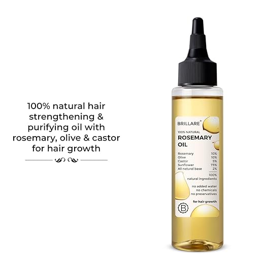 Brillare 10% Rosemary Hair Oil for Hair Growth with 10% Olive Oil & 5% Castor oil | Reduces Hair Fall