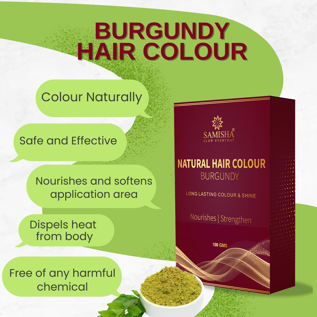 Samisha Burgundy Hair Colour Powder – Original & Organic Reddish Brown