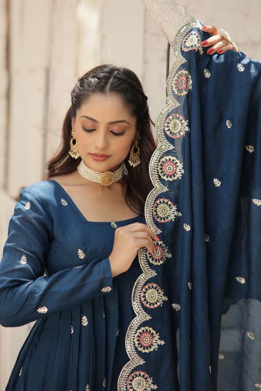 Aastha Rama Cotton with Gown fabric Vichitra Shimmer