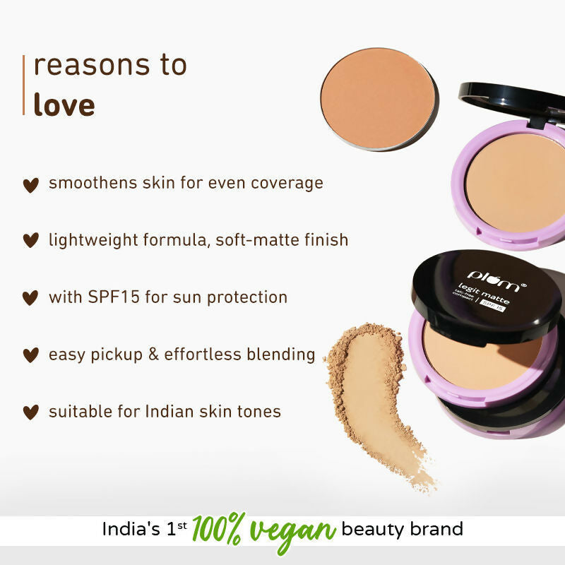 Plum Legit Matte Talc-Free Compact With SPF15 - Pinched Blush - 115P