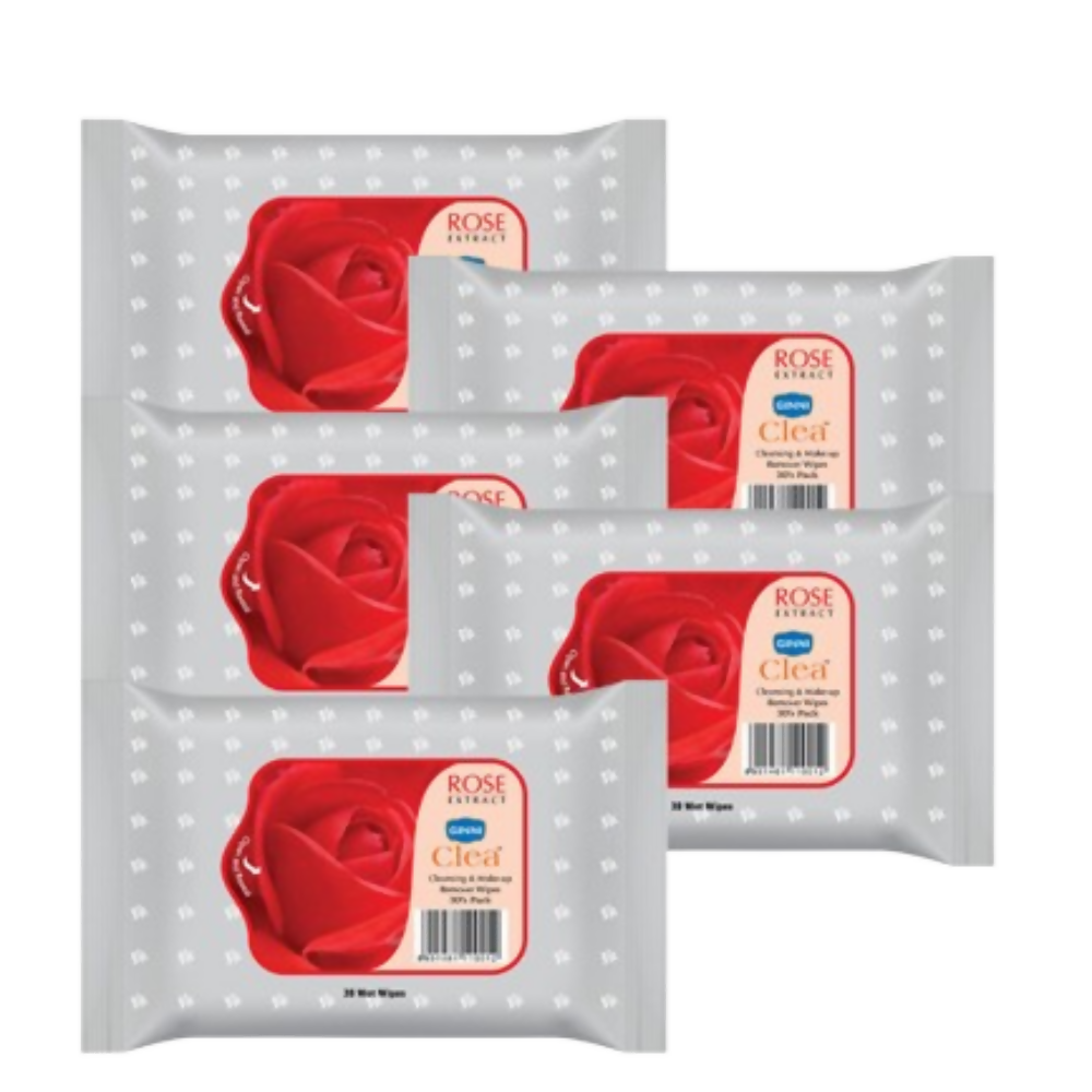 Ginni Set of 5 Rose Cleansing & Makeup Remover Wet Wipes