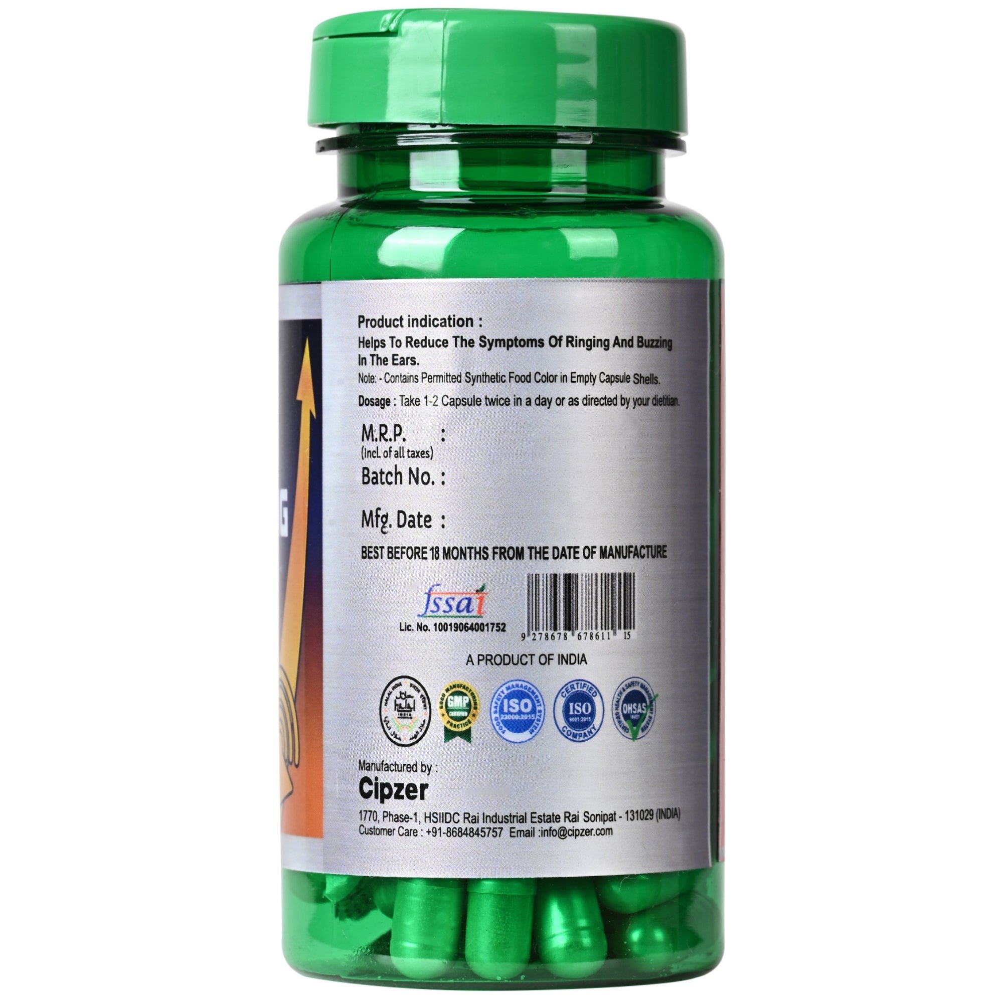 Cipzer Tinnitus Ear Ringing Support Capsules