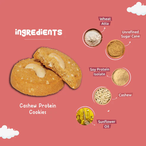 Gladful Cashew Protein Cookies Made with Wholewheat Atta & Butter