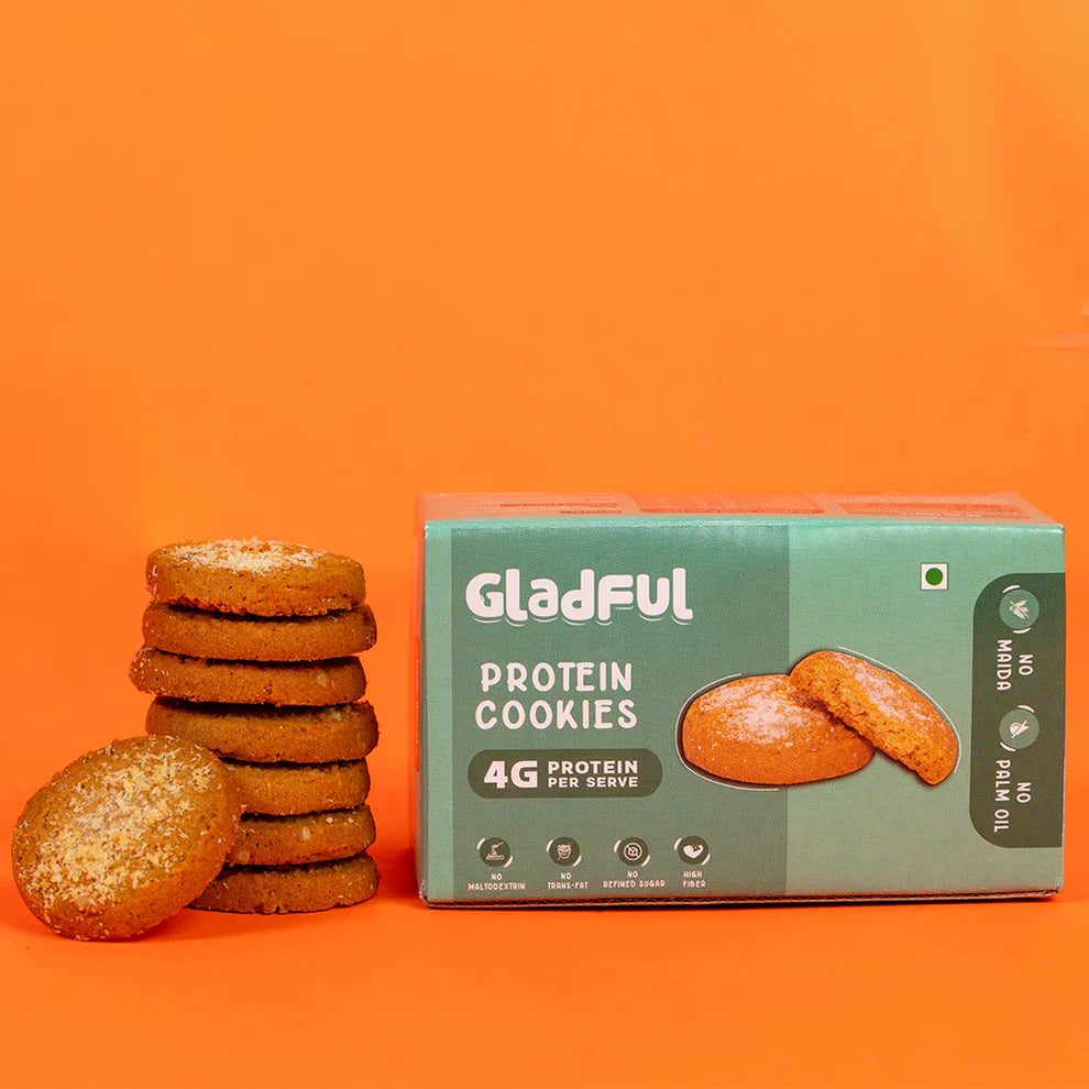 Gladful Coconut Protein Cookies Made with Wholewheat Atta & Butter