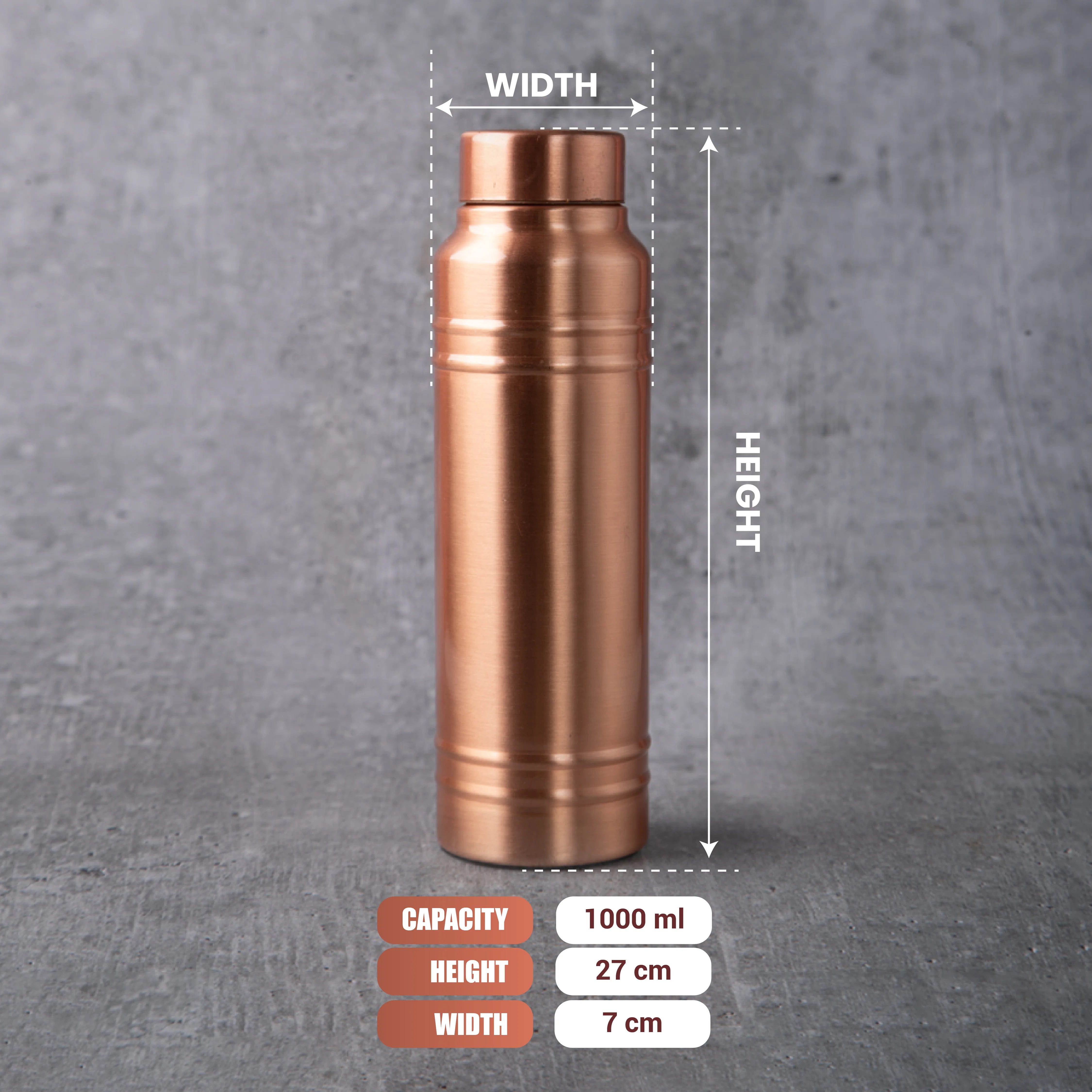 Health Smith Pure Copper Water Bottle | Leak Proof Water Bottle, Robust Bottle