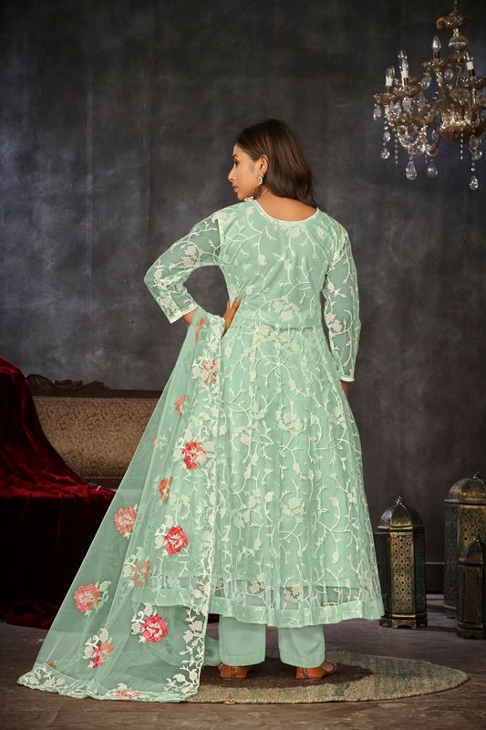Aastha Light green Dupatta with Net top fabric Crepe Bottom fabric