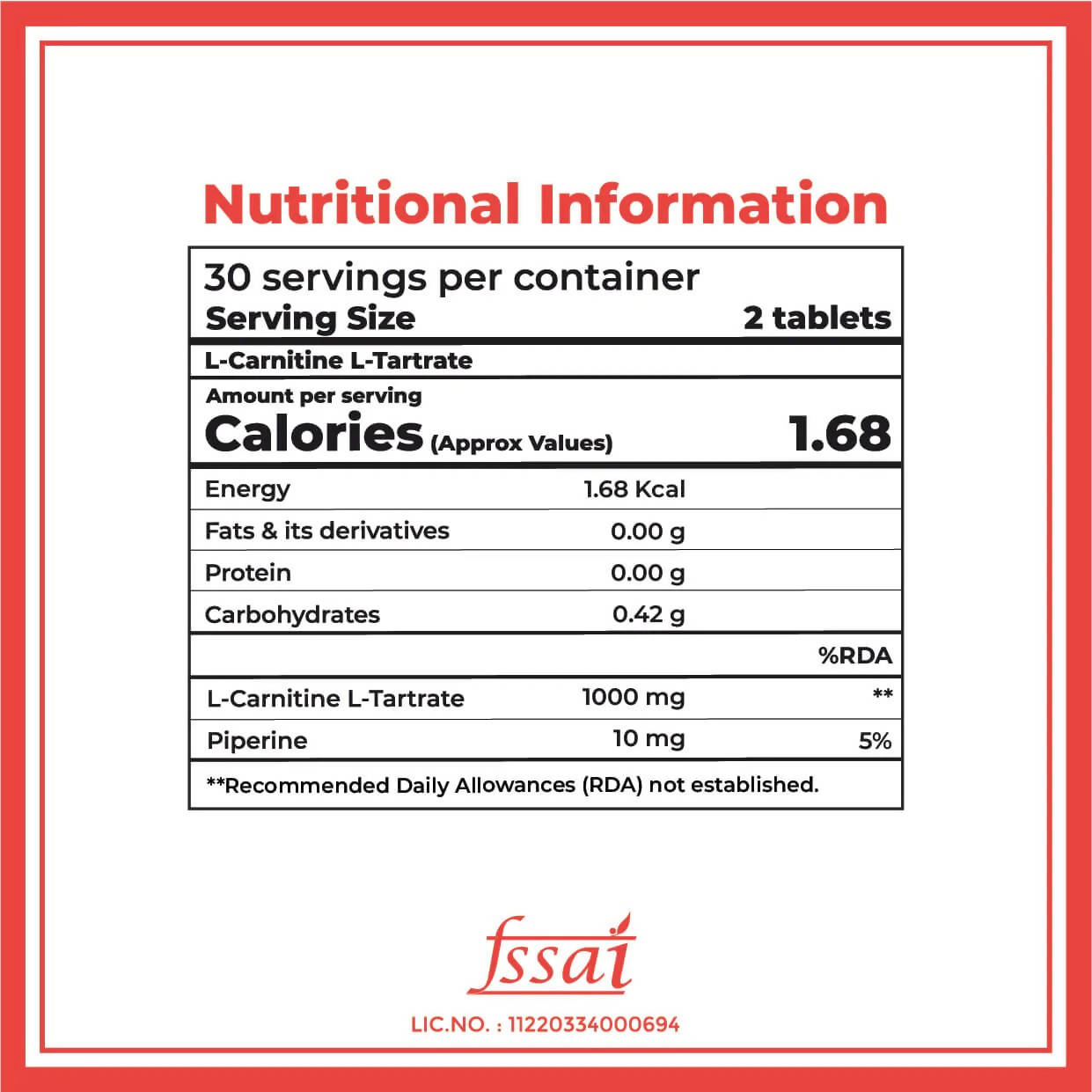 Boldfit L-Carnitine L-Tartrate 1000mg Tablets