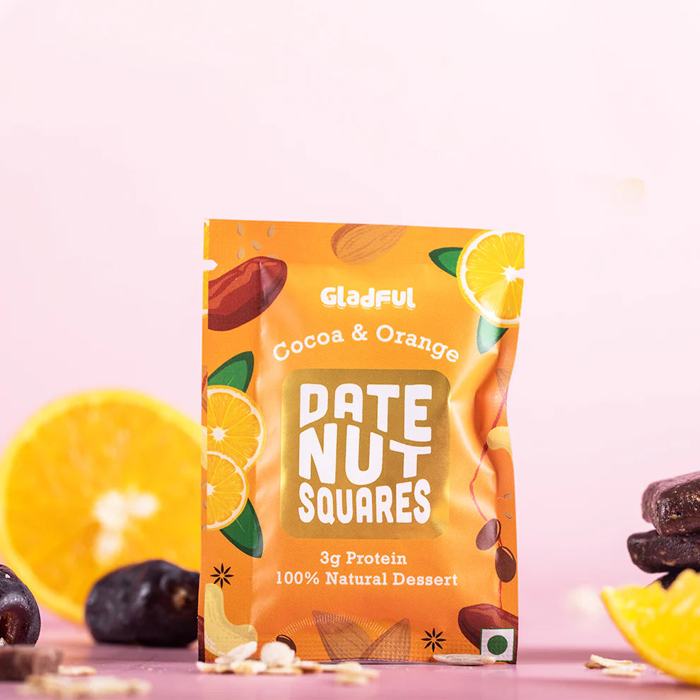 Gladful Date Nut Squares - Cocoa & Orange: 8 Bars