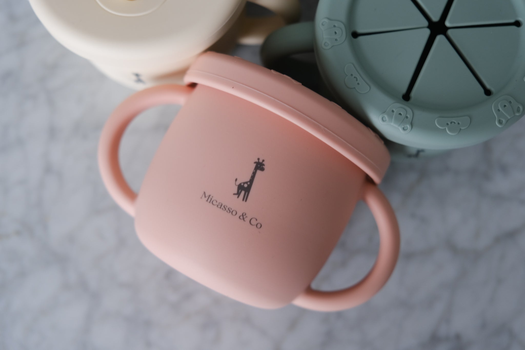 Tasse d'apprentissage 2 en 1 pour collation et liquide
