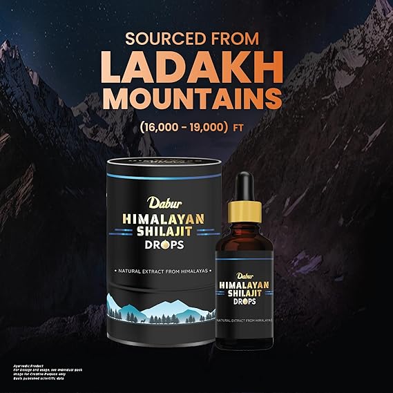 Dabur Himalayan Pure Shilajit Drops | Rich in Fulvic acid | 30 Ml