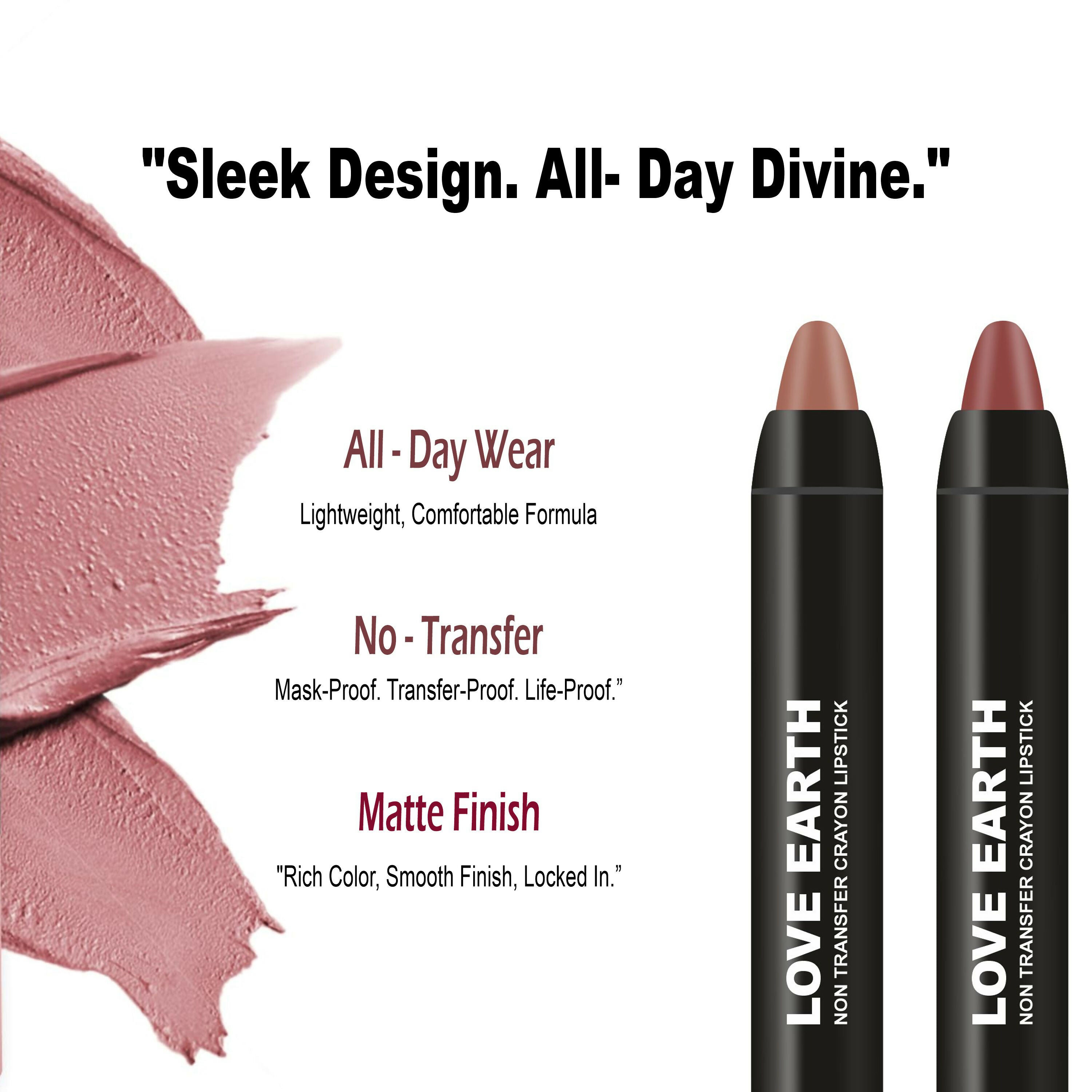 Love Earth Lip Crayon Non-Transfer Lipstick - Peachy Brown