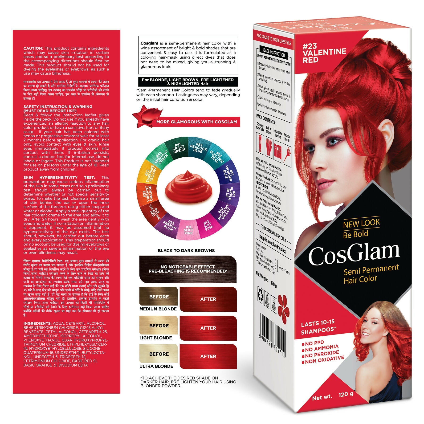 Cosglam Semi Permanent Hair Color for Women & Men (