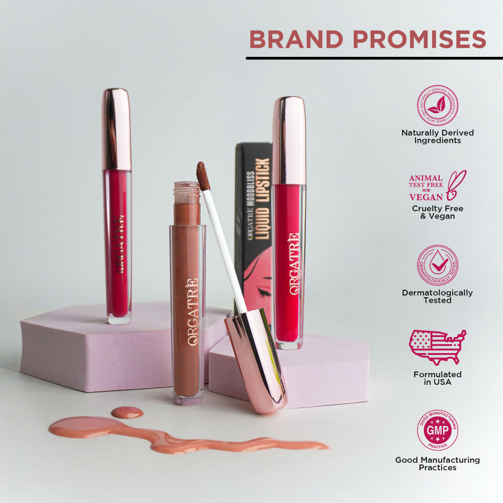 Orgatre Moodbliss Waterproof Glossy Liquid Lipstick - Tulip Taffy