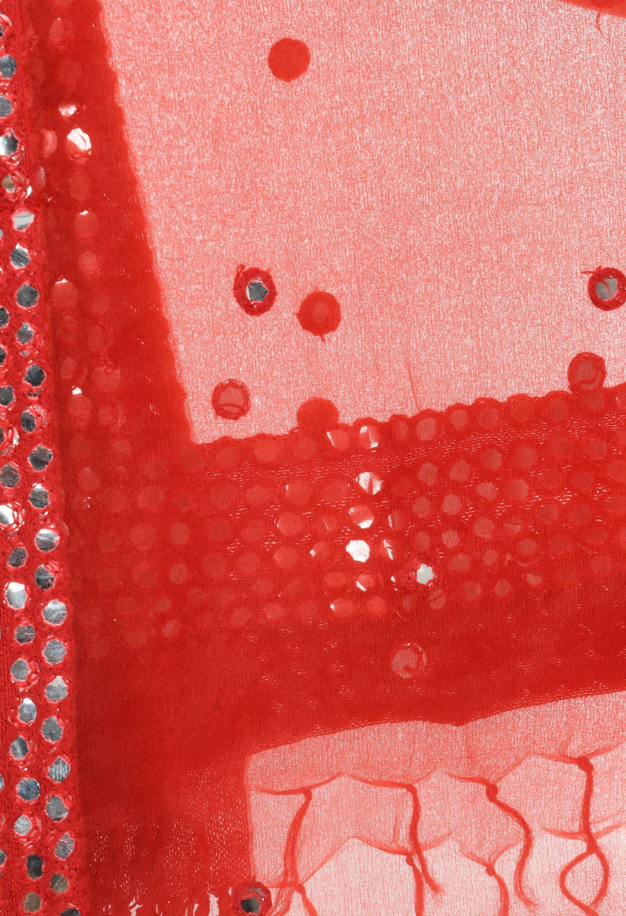 Mominos Fashion Moeza 6 Line Mirror Border Red Dupatta