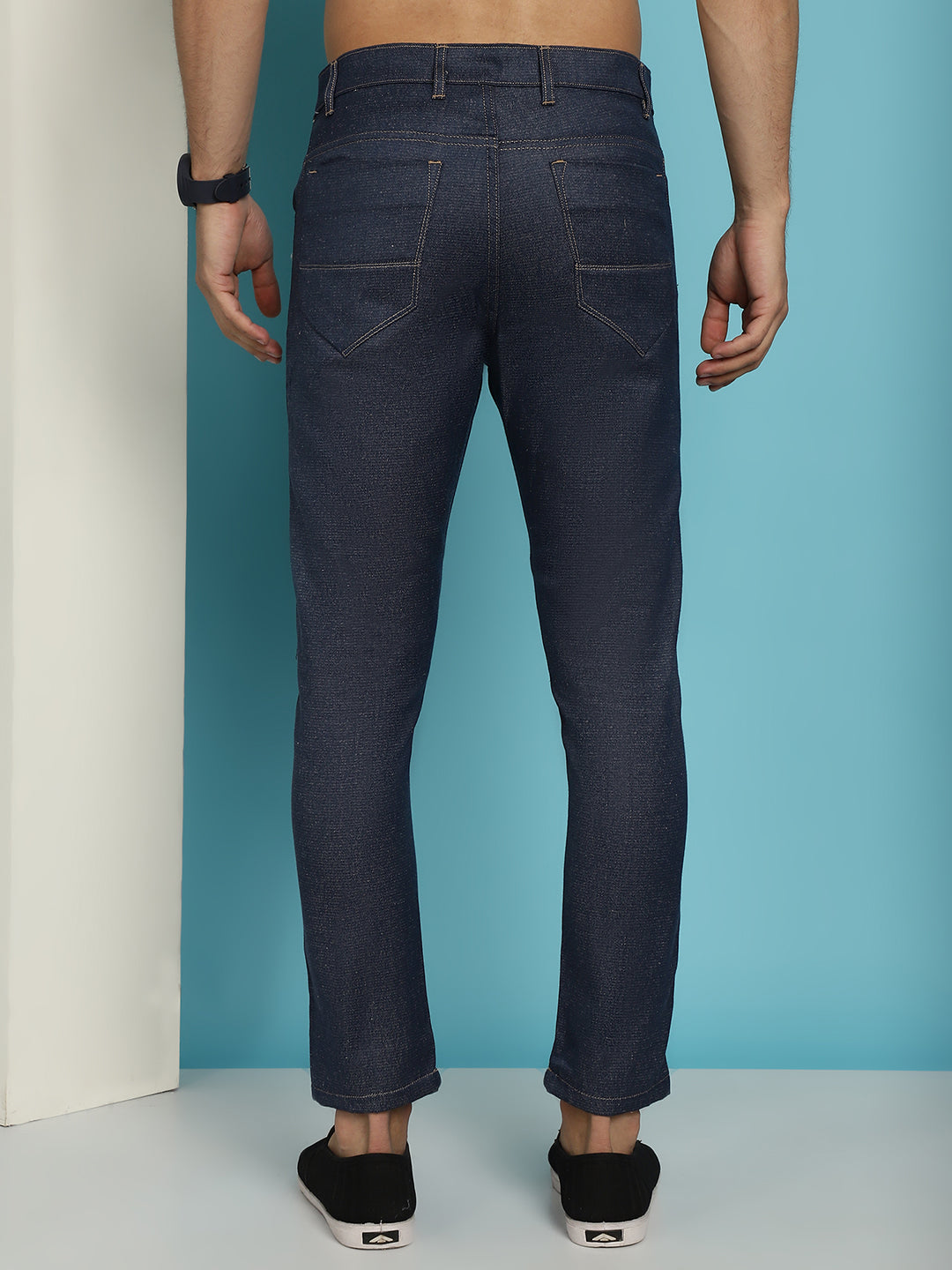 Men's Navy Blue Solid Cotton Casual Trouser ( FGP 277Navy )