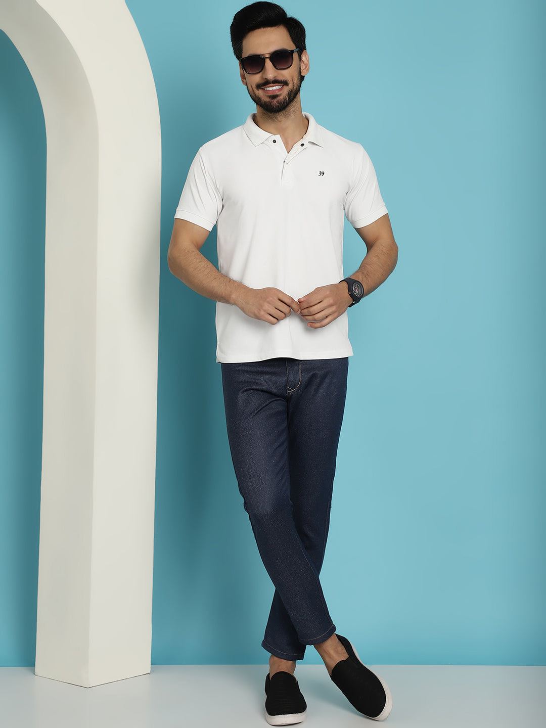 Men's Navy Blue Solid Cotton Casual Trouser ( FGP 277Navy )