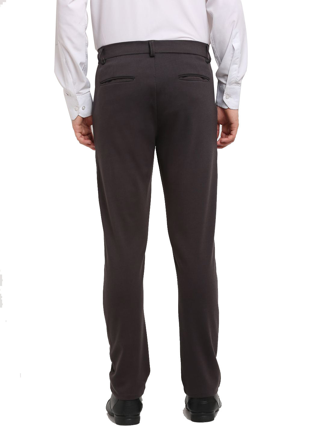 Indian Needle Men's Brown 4-Way Lycra Tapered Fit Trousers