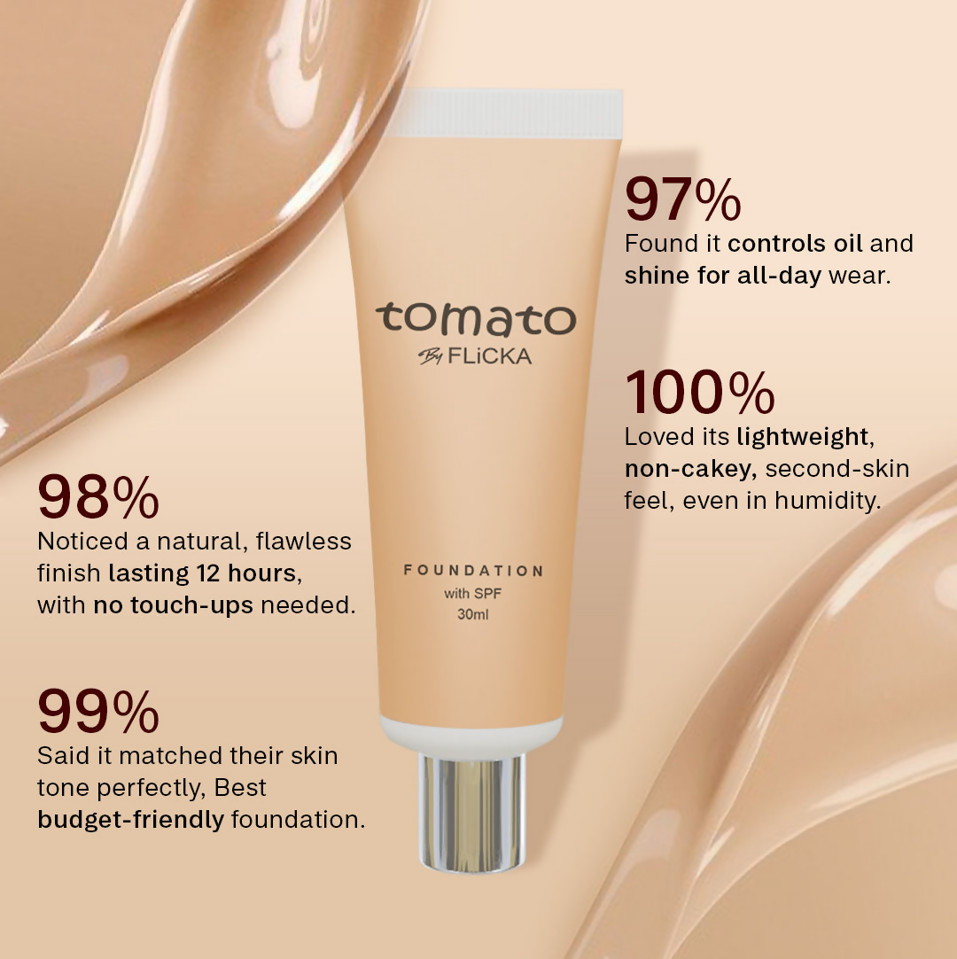 Flicka Cosmetics Tomato Liquid Foundation With Spf Long Lasting Lightweight All Skin Types - Beige