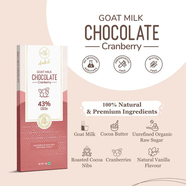 Aadvik Goat Milk Chocolate | Cranberry | 70g