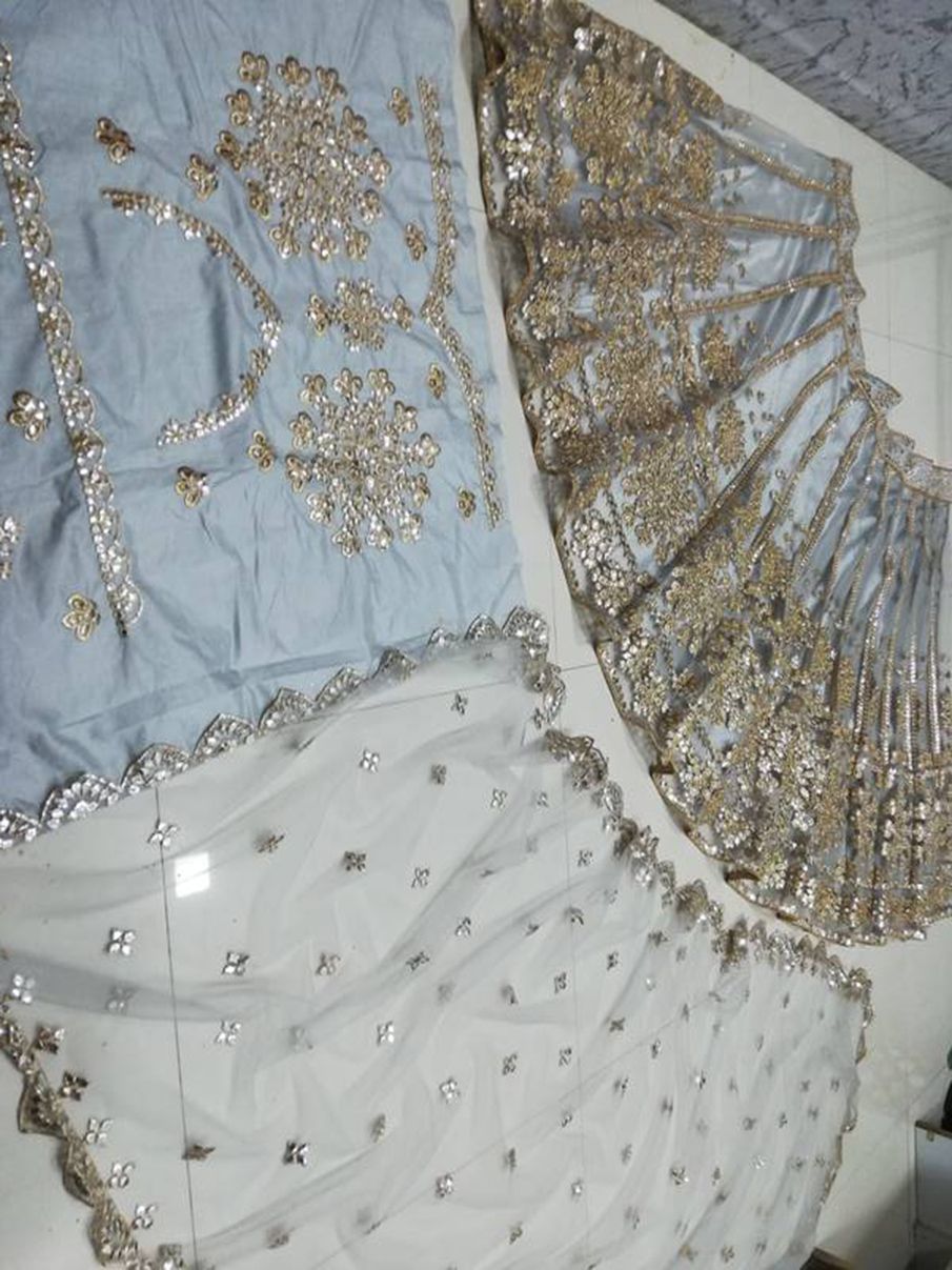 Aastha fashion Grey Stain lehanga blouse Embroidered work - Prithvi Mart