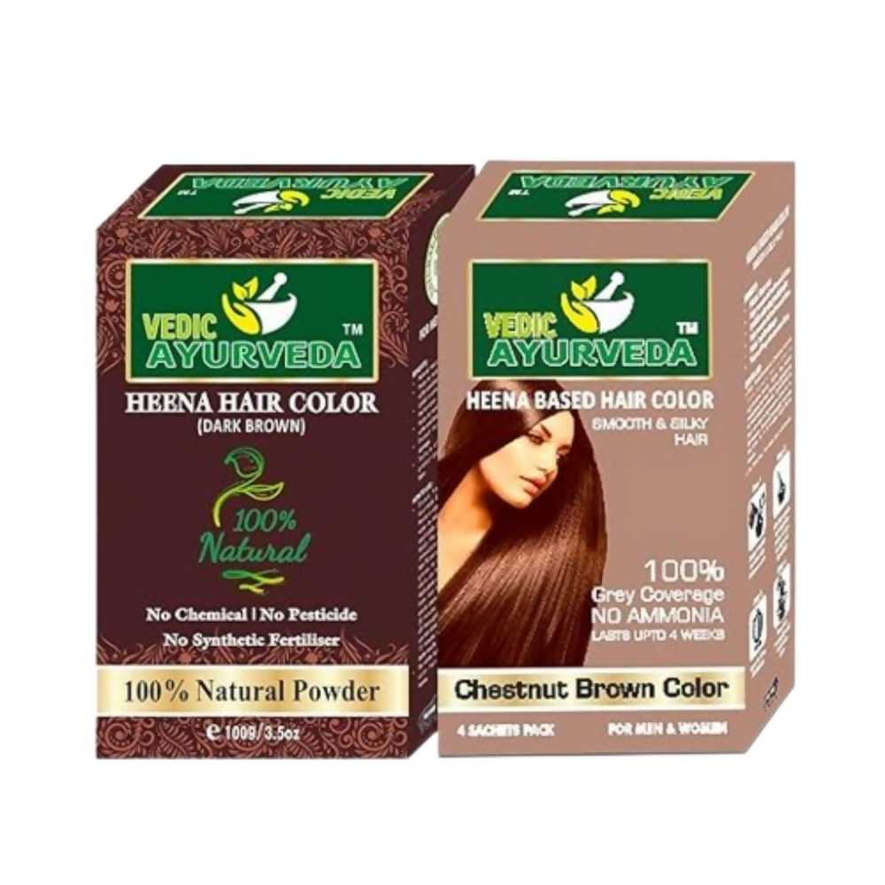 VedicAyurveda Henna Based Hair Colour - dark brown & Chestnut Brown