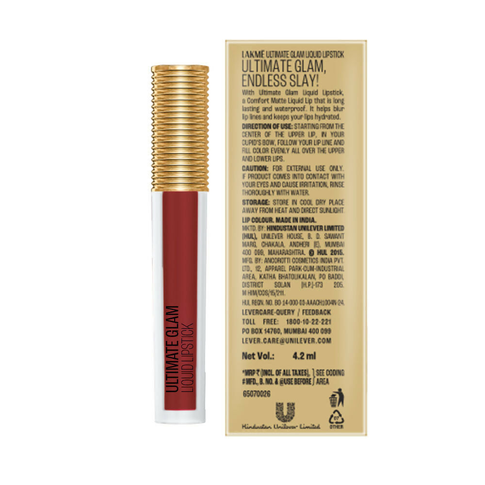 Lakme Ultimate Glam Matte Liquid Lipstick - Crimson Rose