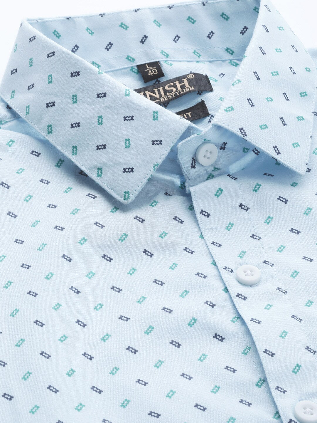 Jainish Blue Men's Cotton Printed Formal Shirts ( SF 716Sky )