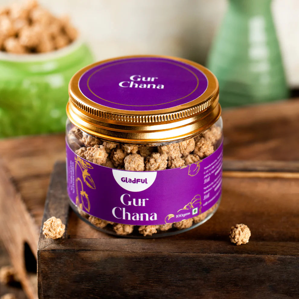 Gladful Gur Chana Jar - Jaggery Coated Roasted Chickpea