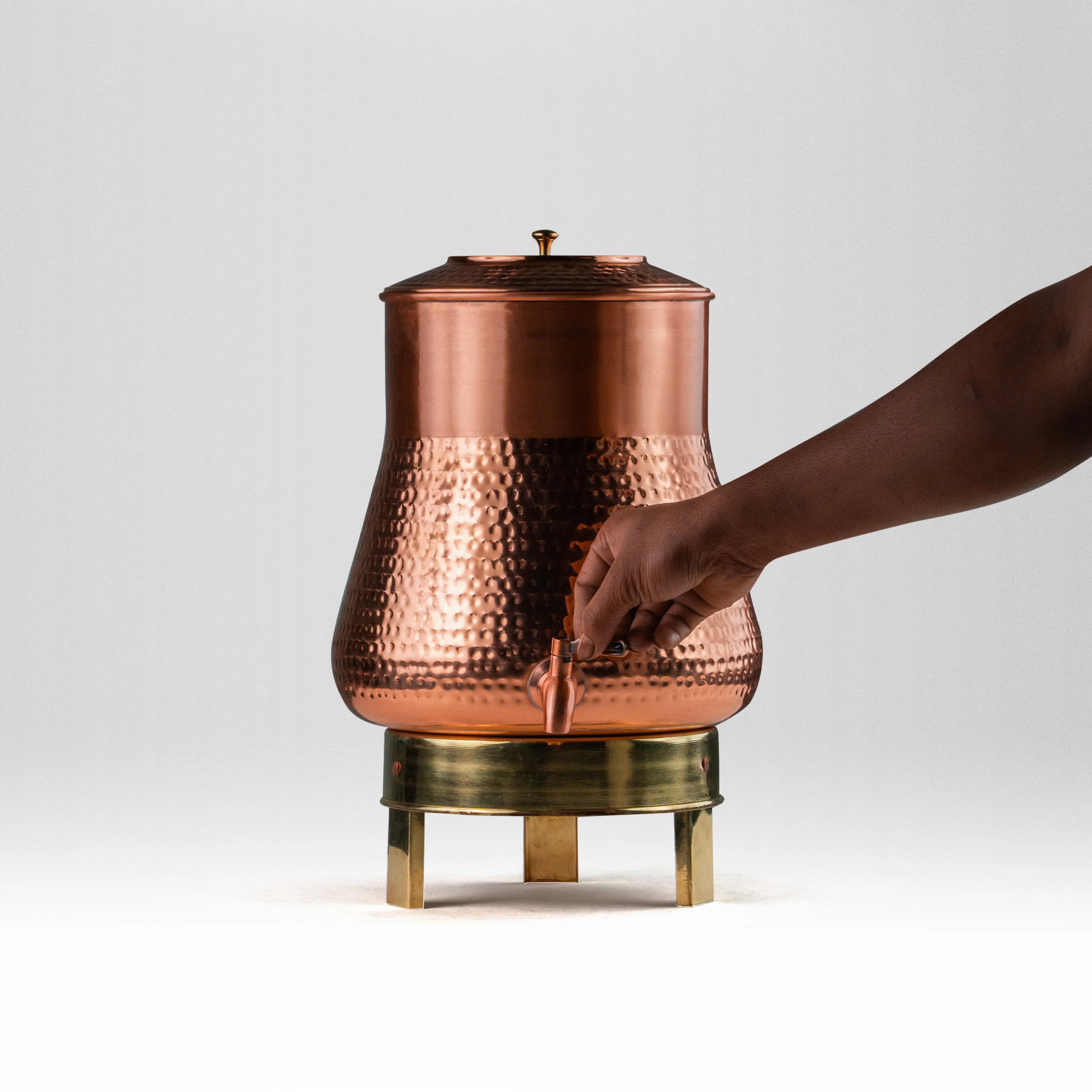 Health smith Pure Copper Pear Water Dispenser with Brass Stand