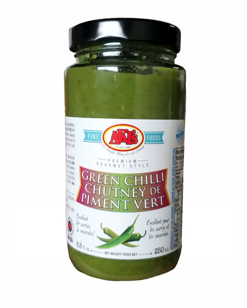 Aki's Green Chilli Chutney 250ml