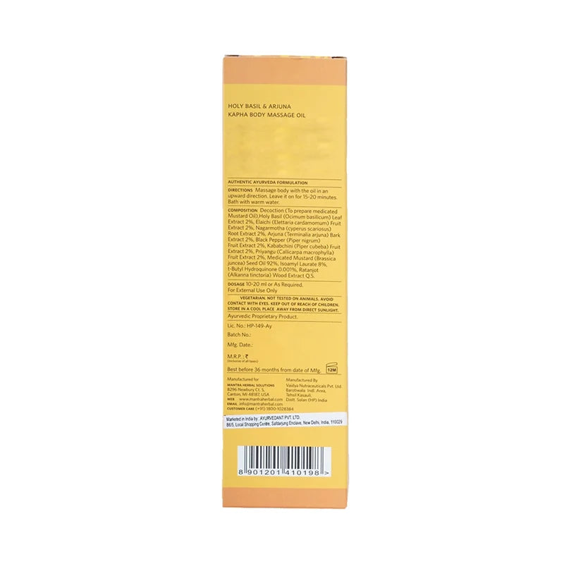 Mantra Holy Basil And Arjuna Kapha Body Massage Oil